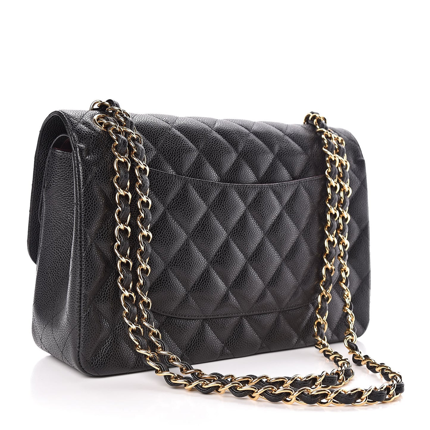 Caviar Quilted Jumbo Double Flap Black