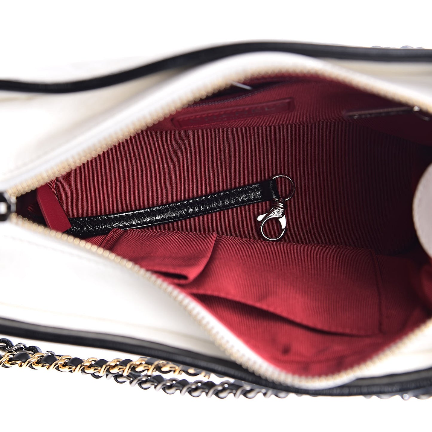 Aged Calfskin Quilted Small Gabrielle Hobo Black White