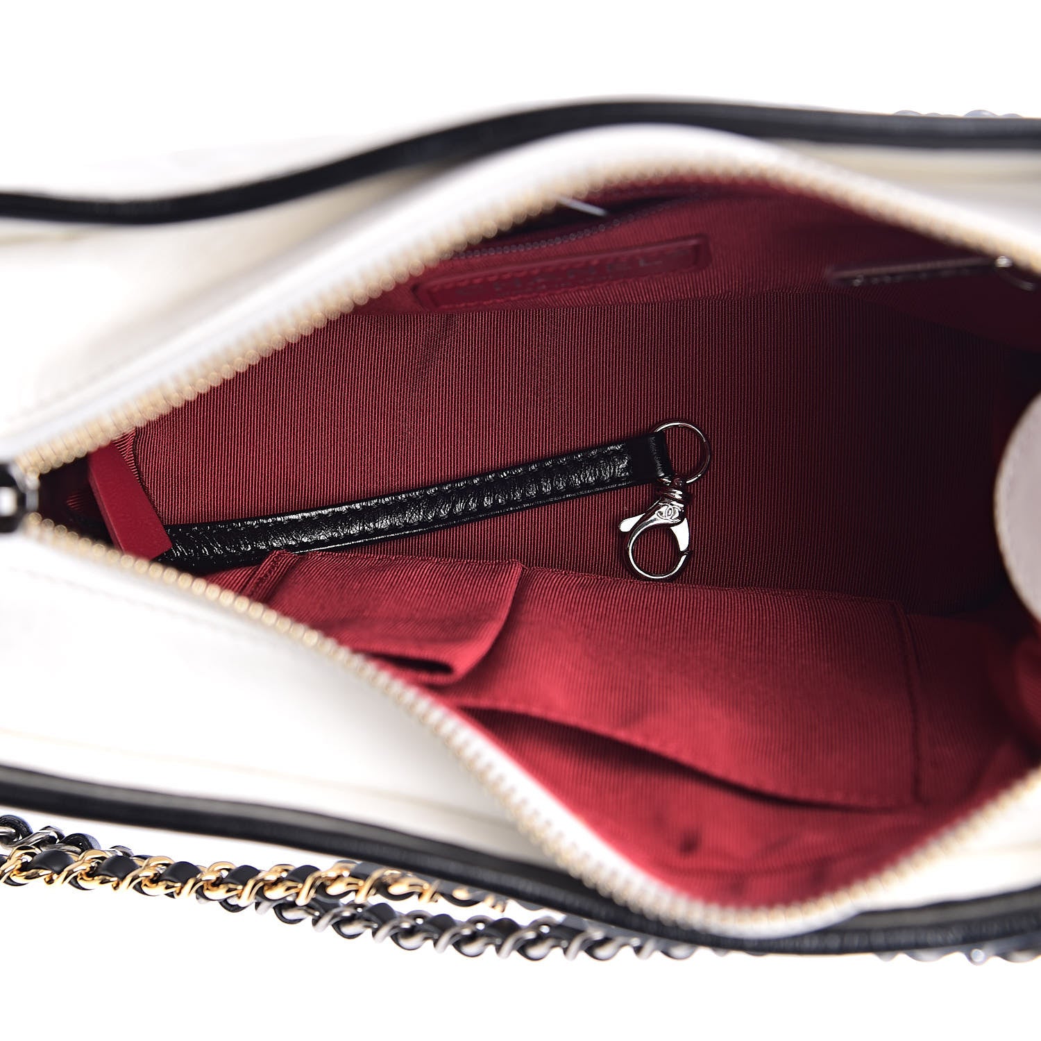 Chanel Aged Calfskin Quilted Small Gabrielle Hobo Black White 5 of 11