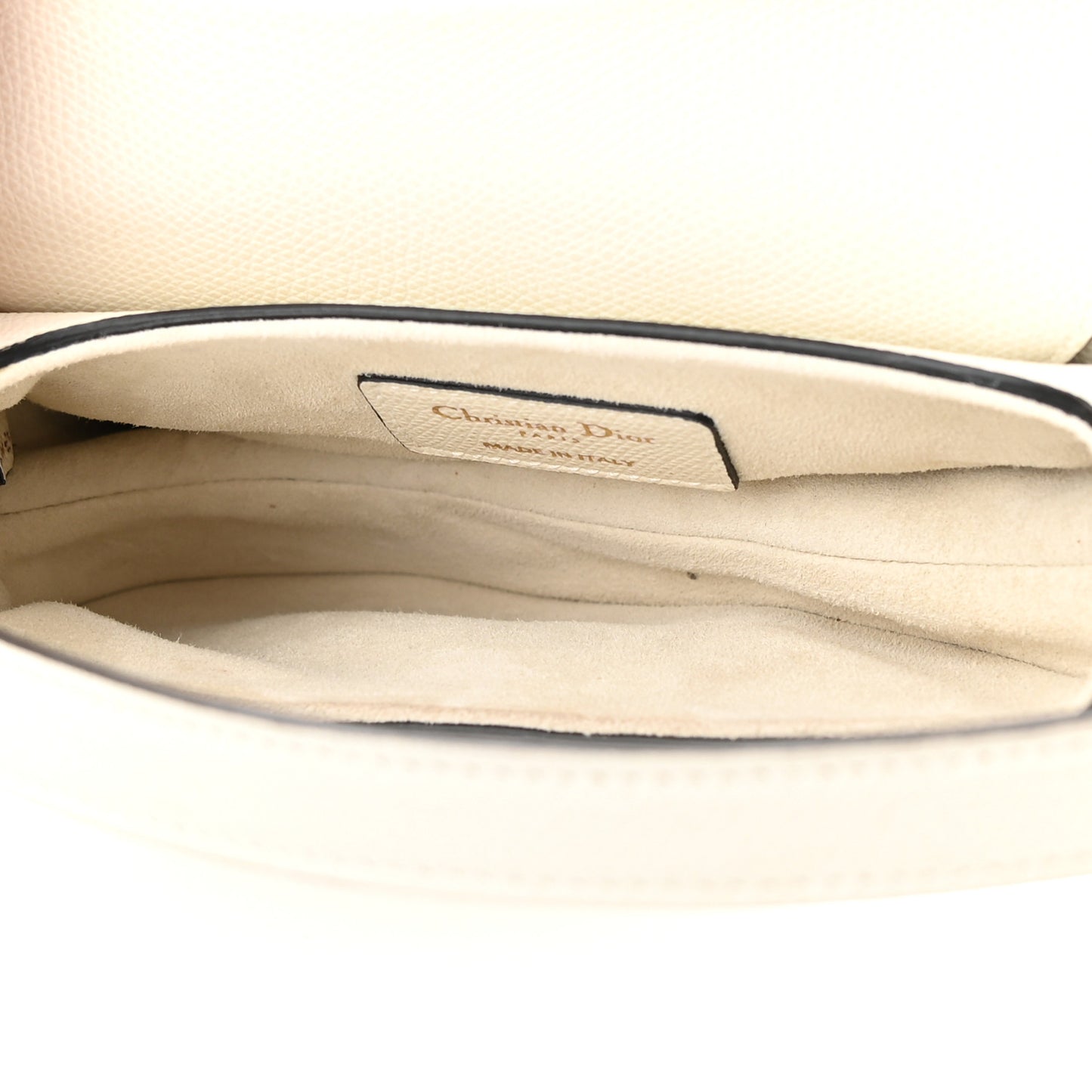 Grained Calfskin Mini Saddle Bag White
