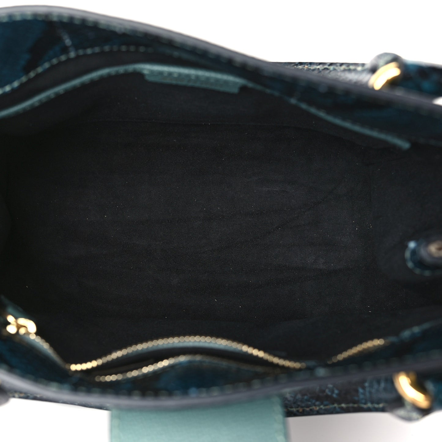 Soft Grain Calfskin Pony Hair Snakeskin Small Buckle Tote Blue