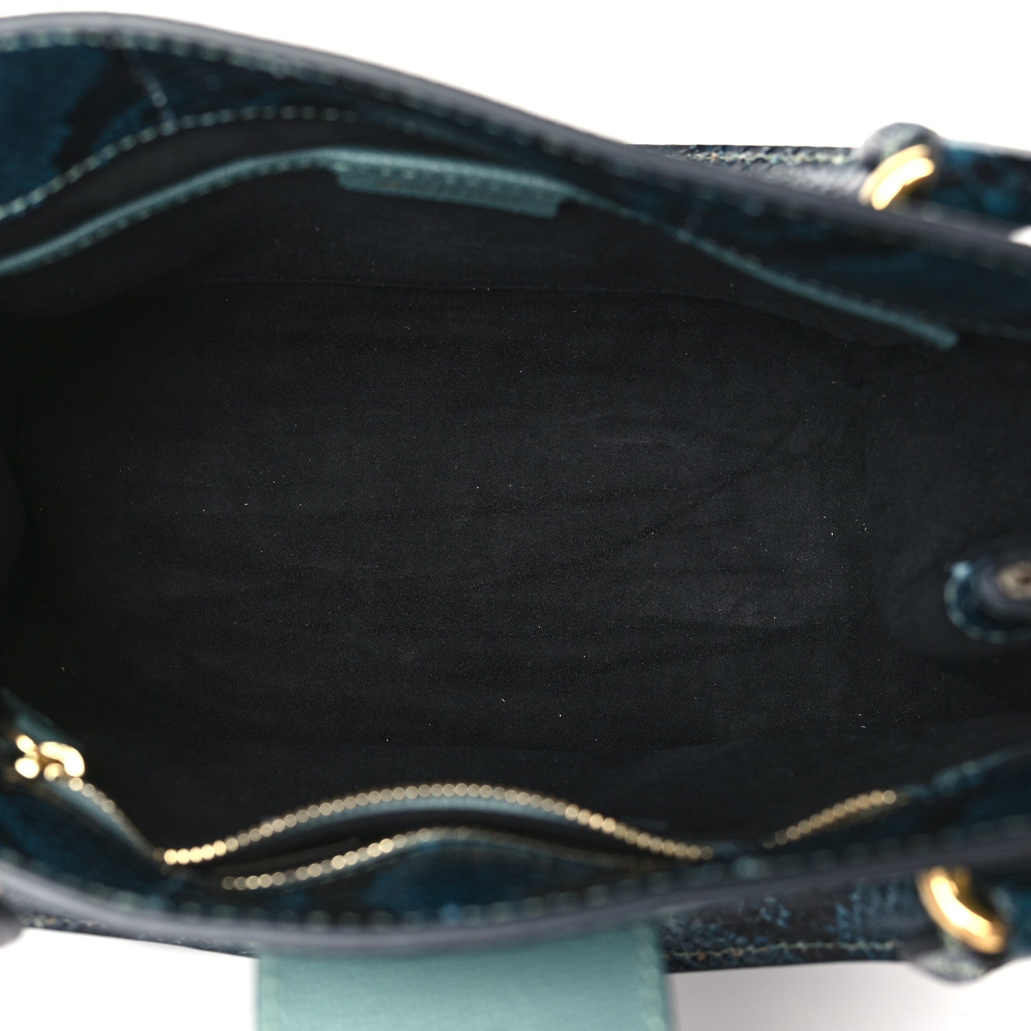 Burberry Soft Grain Calfskin Pony Hair Snakeskin Small Buckle Tote Blue 5 of 9