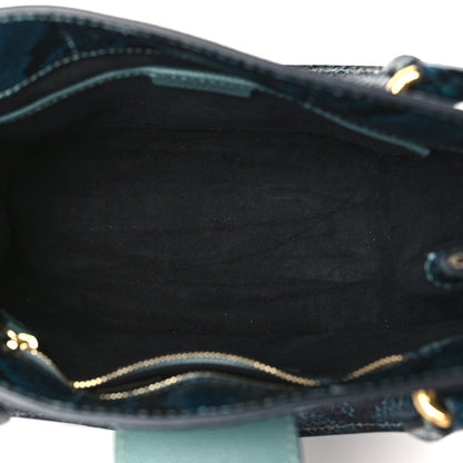 Burberry Soft Grain Calfskin Pony Hair Snakeskin Small Buckle Tote Blue 5 of 9