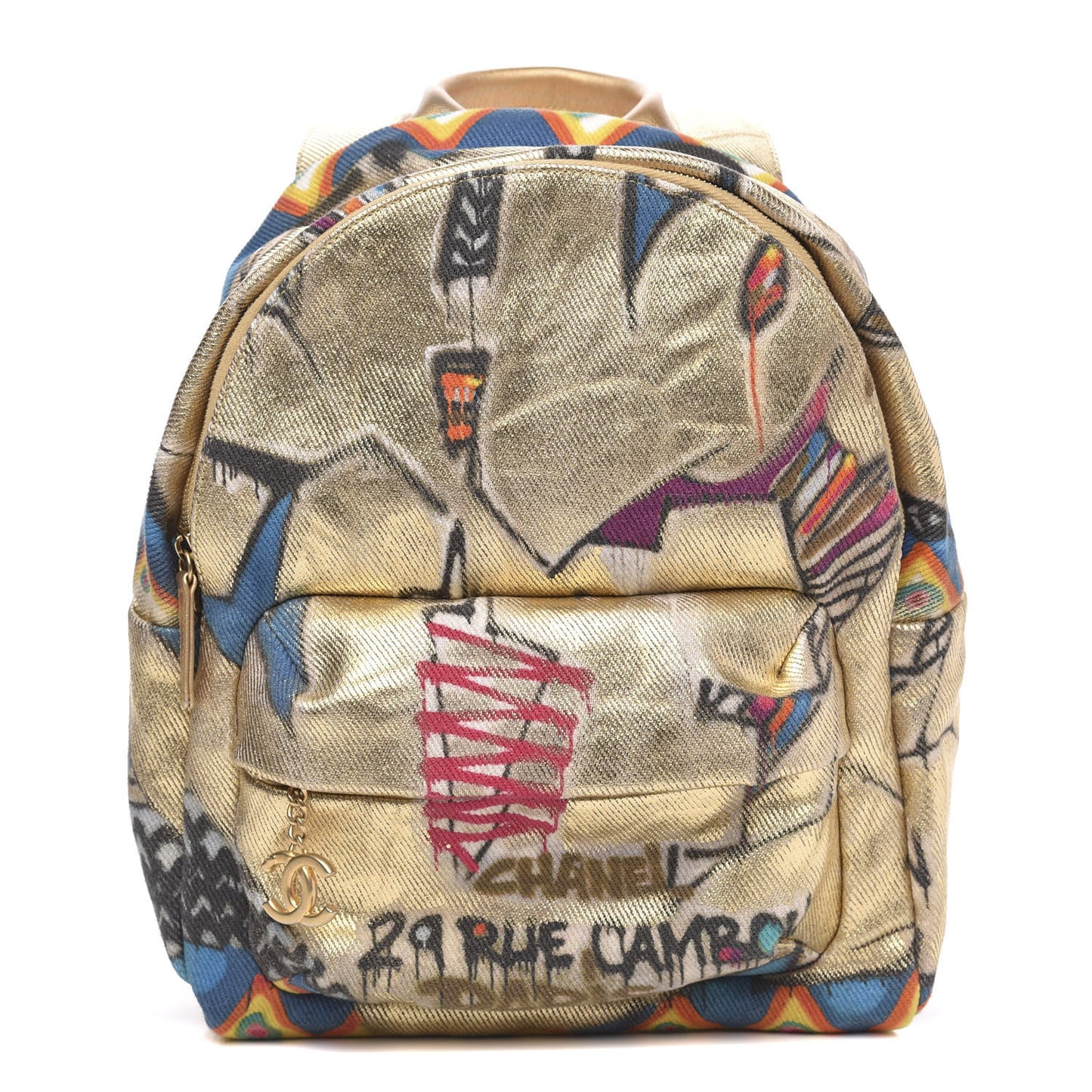 Graffiti Printed Canvas Street Spirit Backpack Multicolor