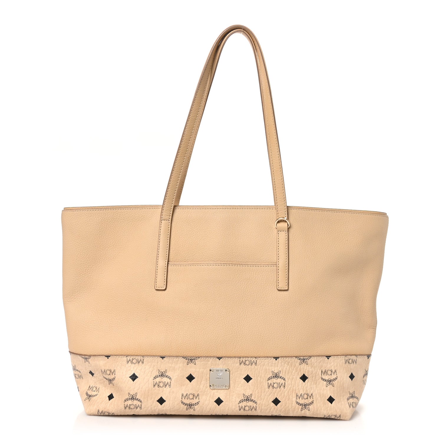 MCM Calfskin Visetos Anya Shopper Tote Beige 1 of 11