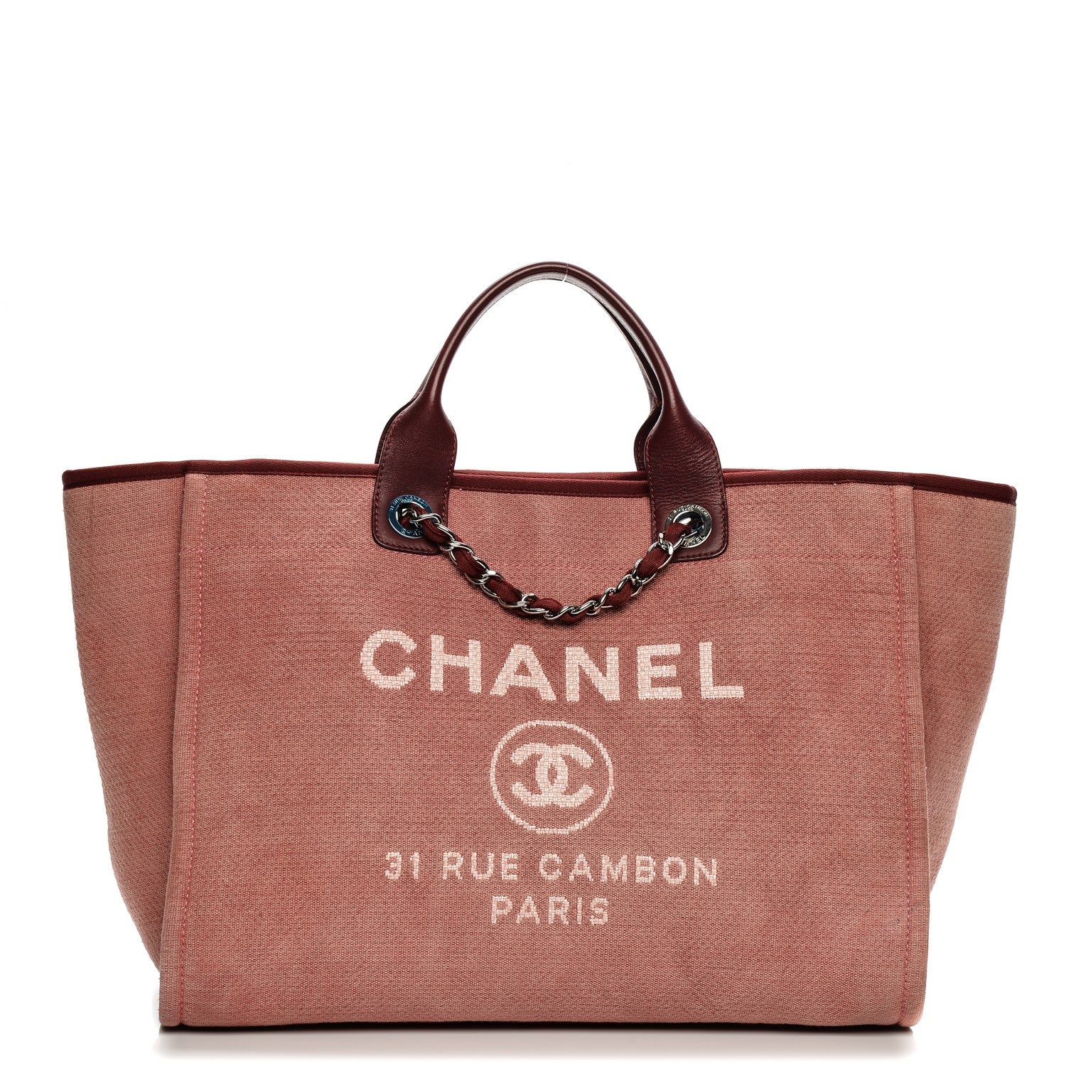 Chanel Canvas Large Deauville Tote Red 1 of 10