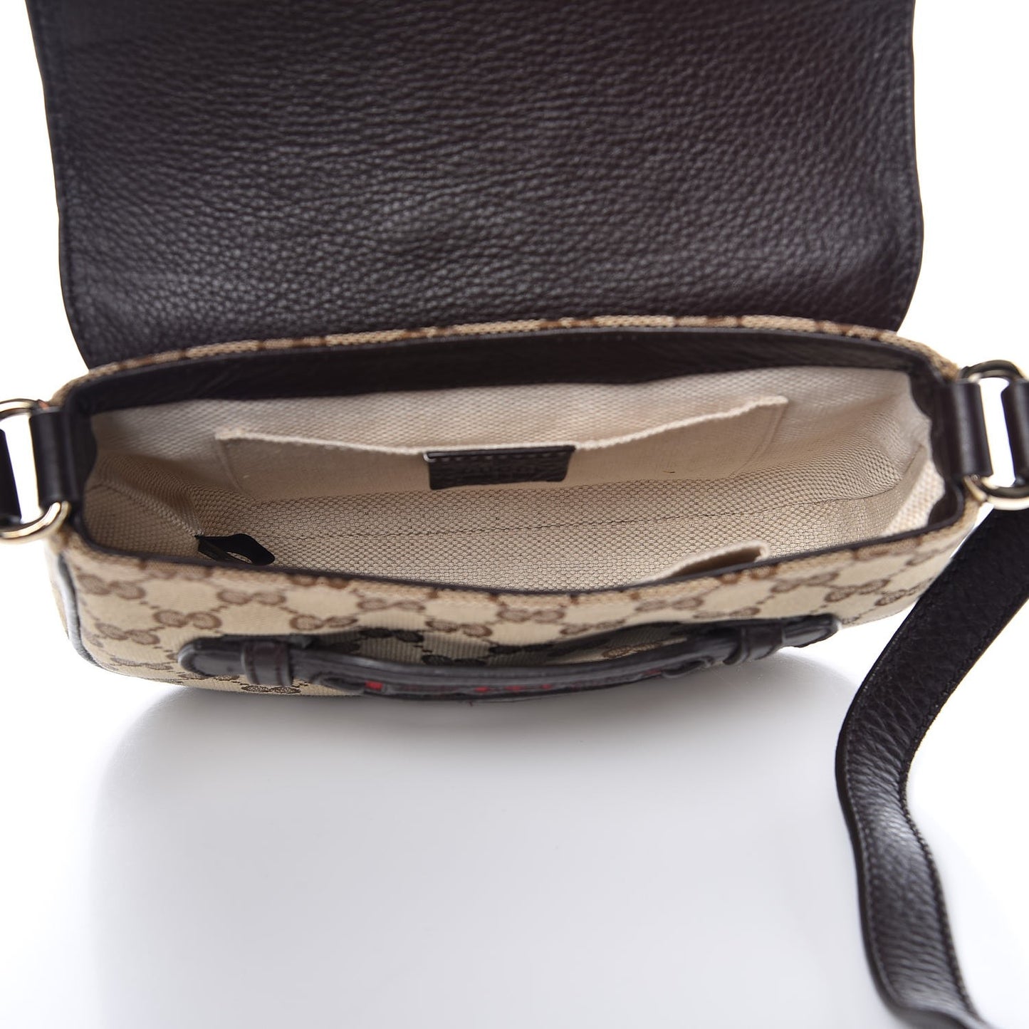 Monogram Pebbled Calfskin Web Small Dressage Shoulder Bag Dark Brown