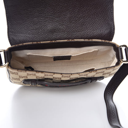 Gucci Monogram Pebbled Calfskin Web Small Dressage Shoulder Bag Dark Brown 5 of 7