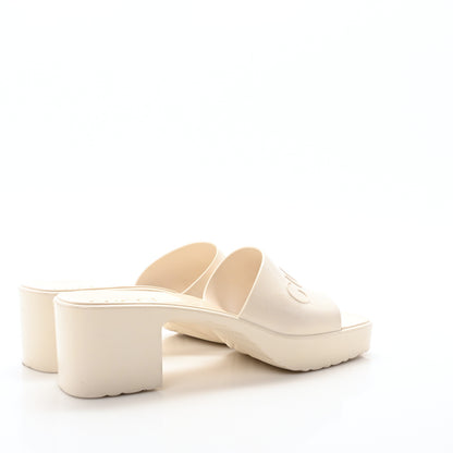Gucci Rubber Gucci Logo Womens Platform 20/60mm Slide Sandals 36 Mystic White 5 of 8