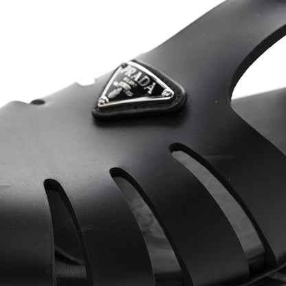 Prada Foam Rubber Metal Triangle Logo 50mm Cage Sandals 39 Black 9 of 10
