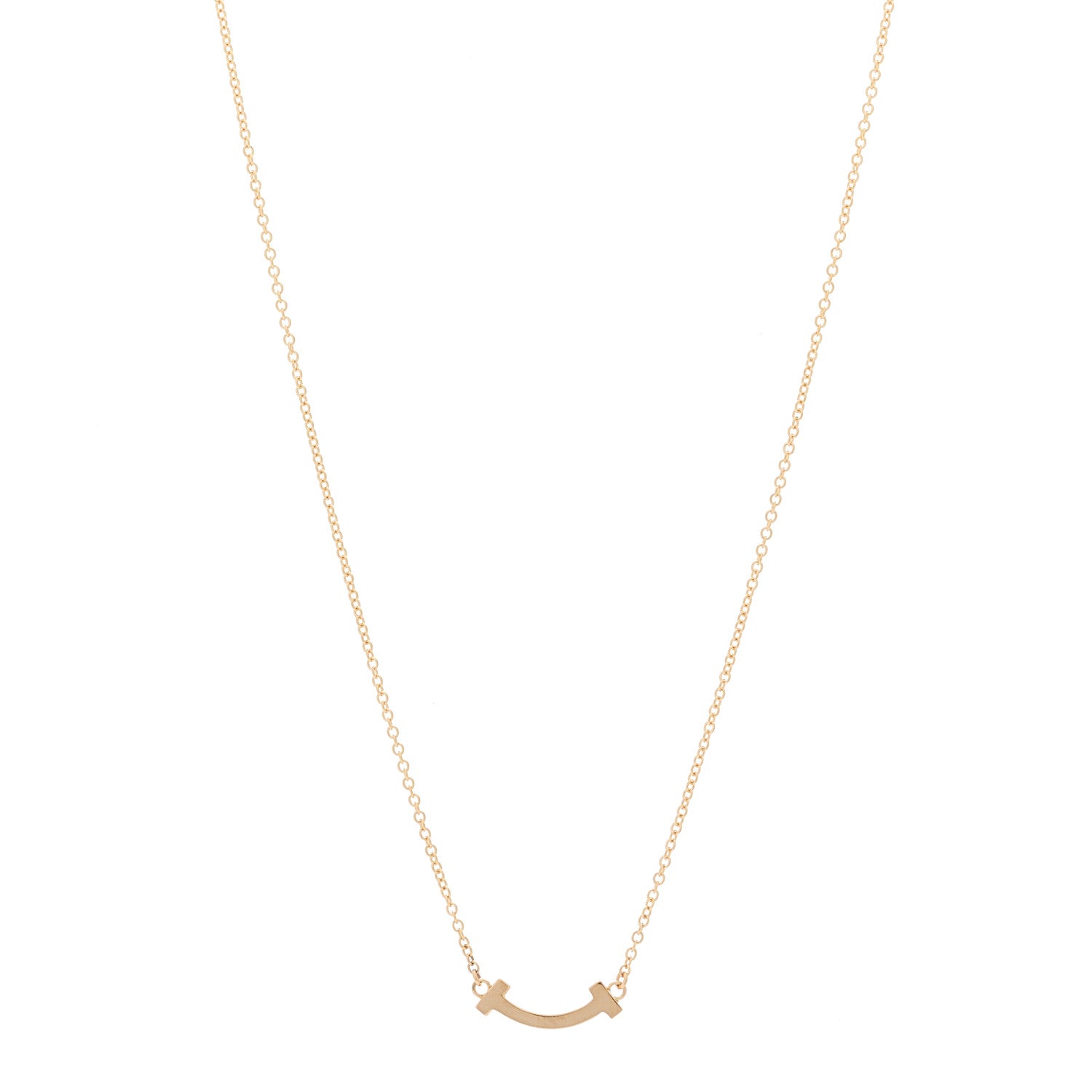Tiffany 18K Rose Gold Mini T Smile Pendant Necklace 1 of 5