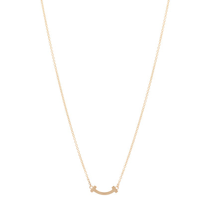 Tiffany 18K Rose Gold Mini T Smile Pendant Necklace 1 of 5