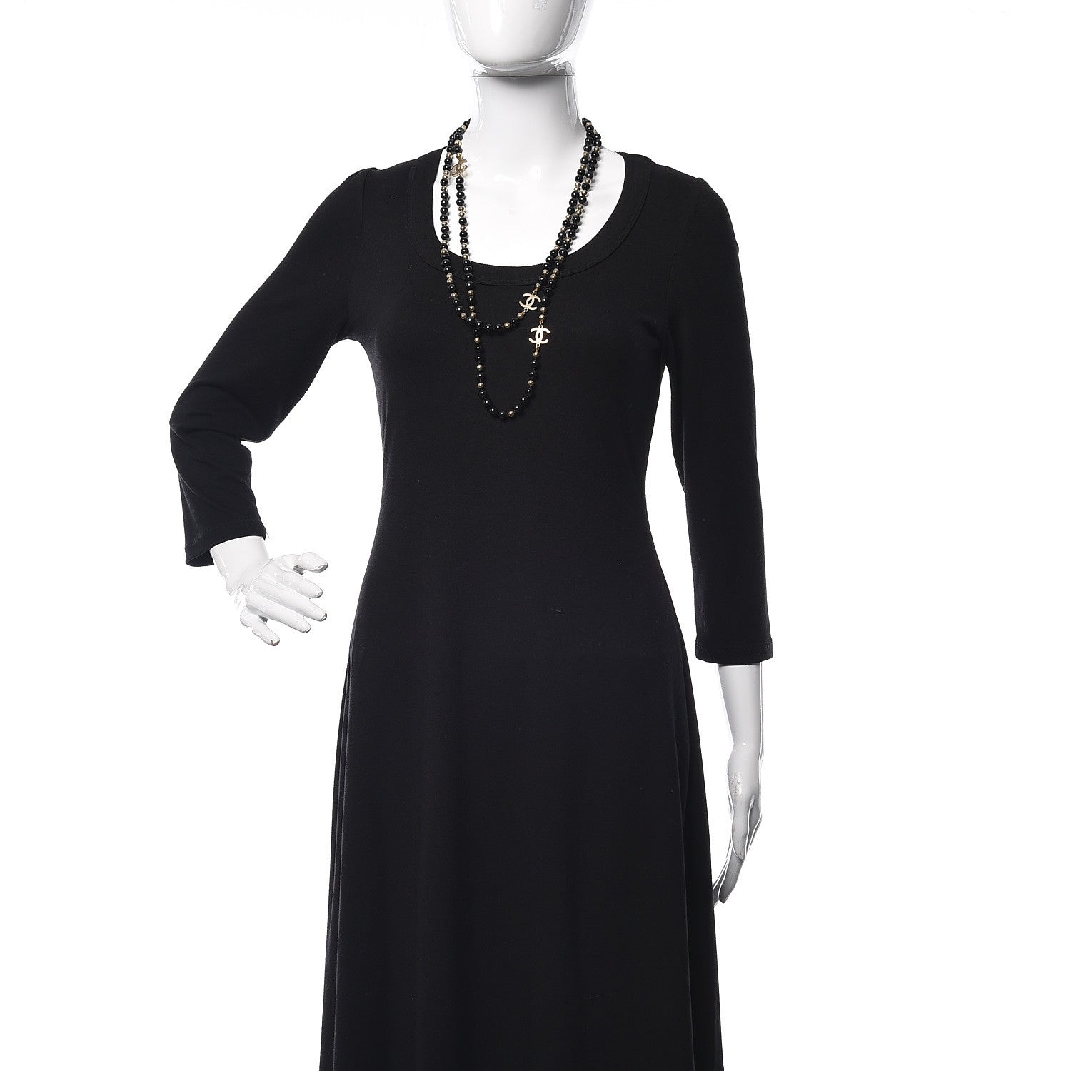 Chanel Beaded CC Long Necklace Black Gold 2 of 6
