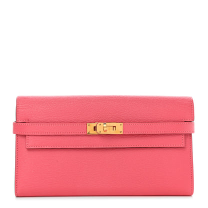 Hermes Chevre Mysore Kelly Longue Wallet Rose Lipstick 1 of 8