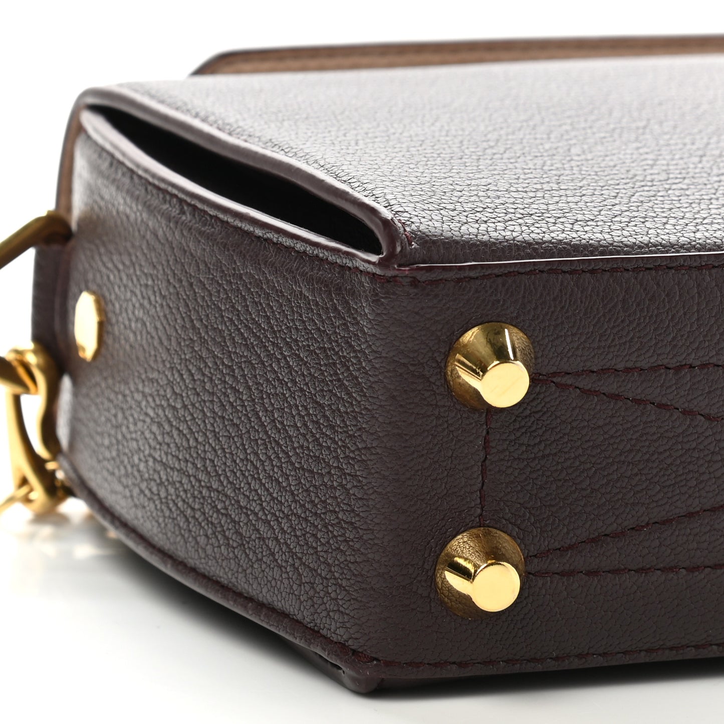 Silky Amish Grained Goatskin Box Shoulder Bag 16 Burgundy