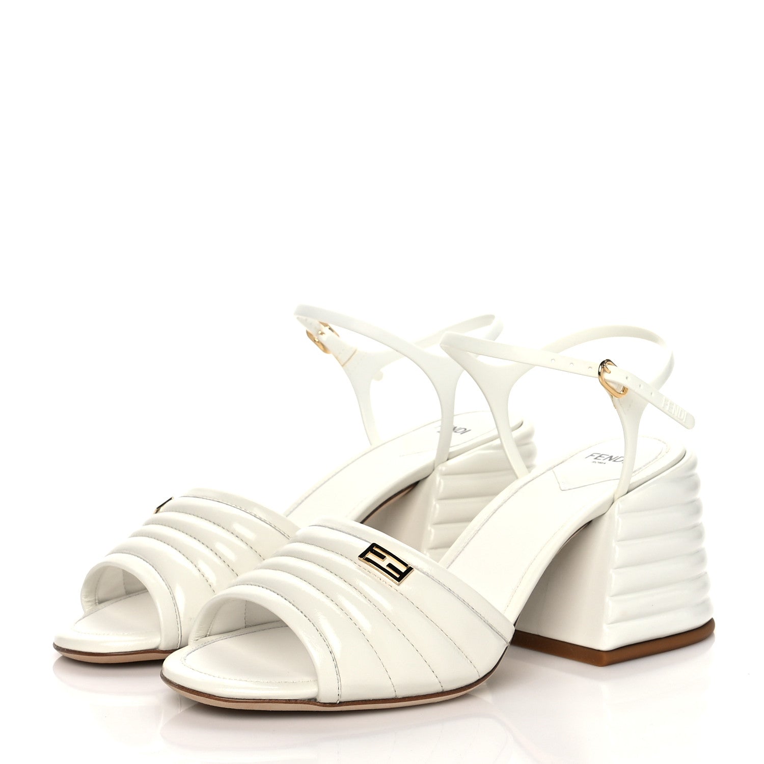 Fendi Calfskin Promenade Slingback Sandals 38 White 3 of 9