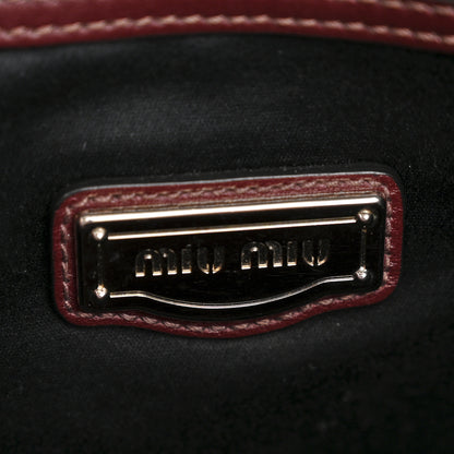 Miu Miu Vitello Soft Shopping Tote Burgundy 6 of 16