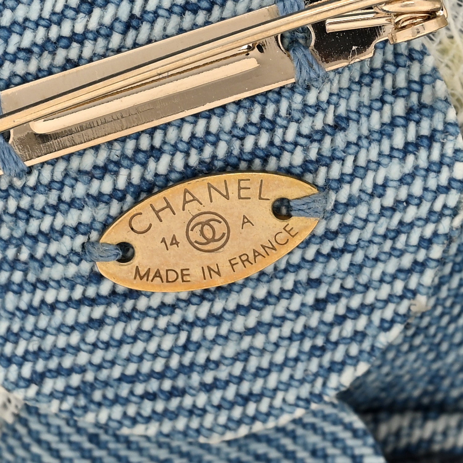 Chanel Denim Camellia Pin Brooch Blue 3 of 4