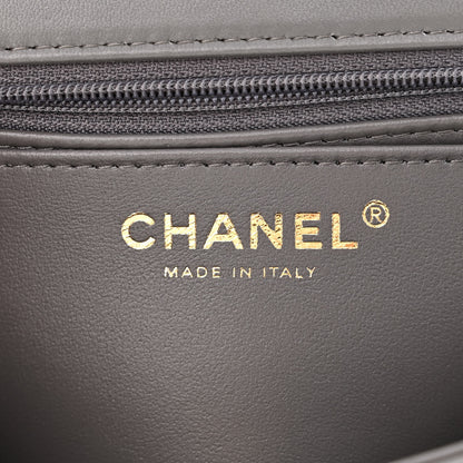 Chanel Lambskin Quilted Mini Top Handle Rectangular Flap Dark Grey 6 of 11