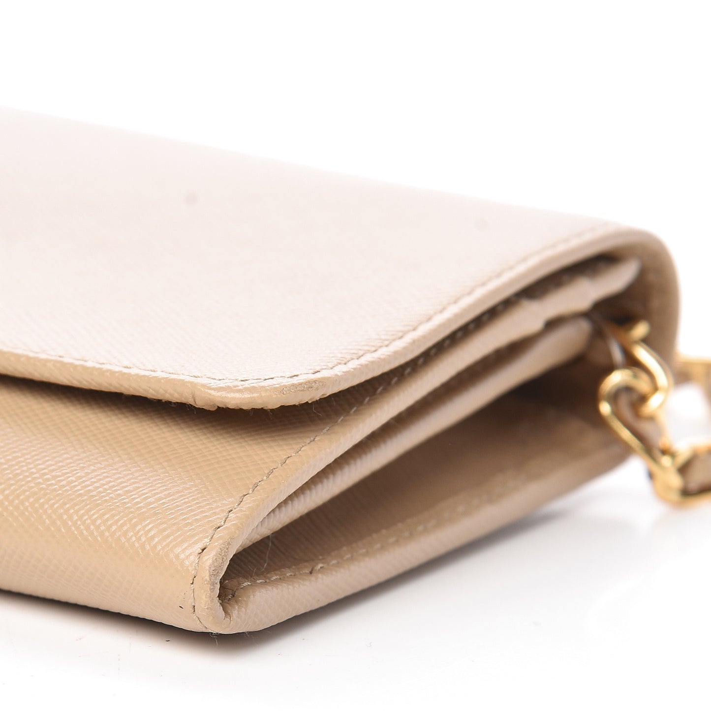 Saffiano Metal Oro Chain Wallet Sabbia