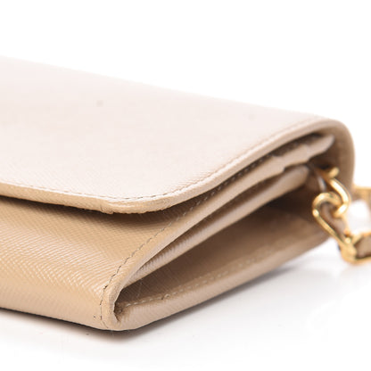 Prada Saffiano Metal Oro Chain Wallet Sabbia 11 of 13