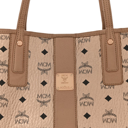 MCM Metallic Visetos Medium Liz Reversible Shopper Tote Champagne Gold 12 of 25