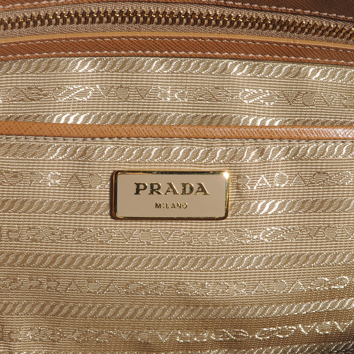 Prada Saffiano Lux Large Double Zip Tote Caramel 6 of 8