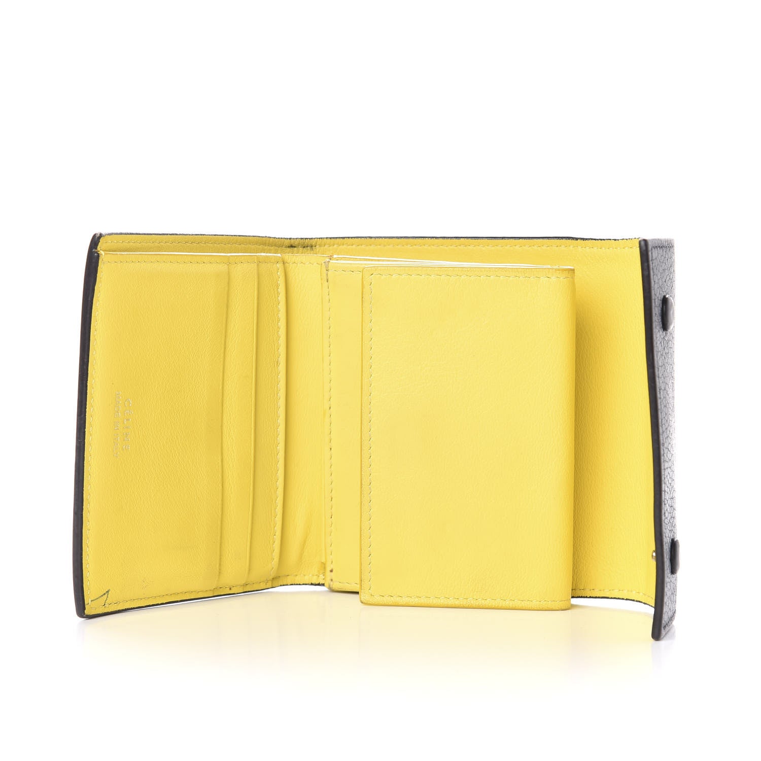 Celine Drummed Calfskin Small Multifunction Folded Wallet Black 5 of 7
