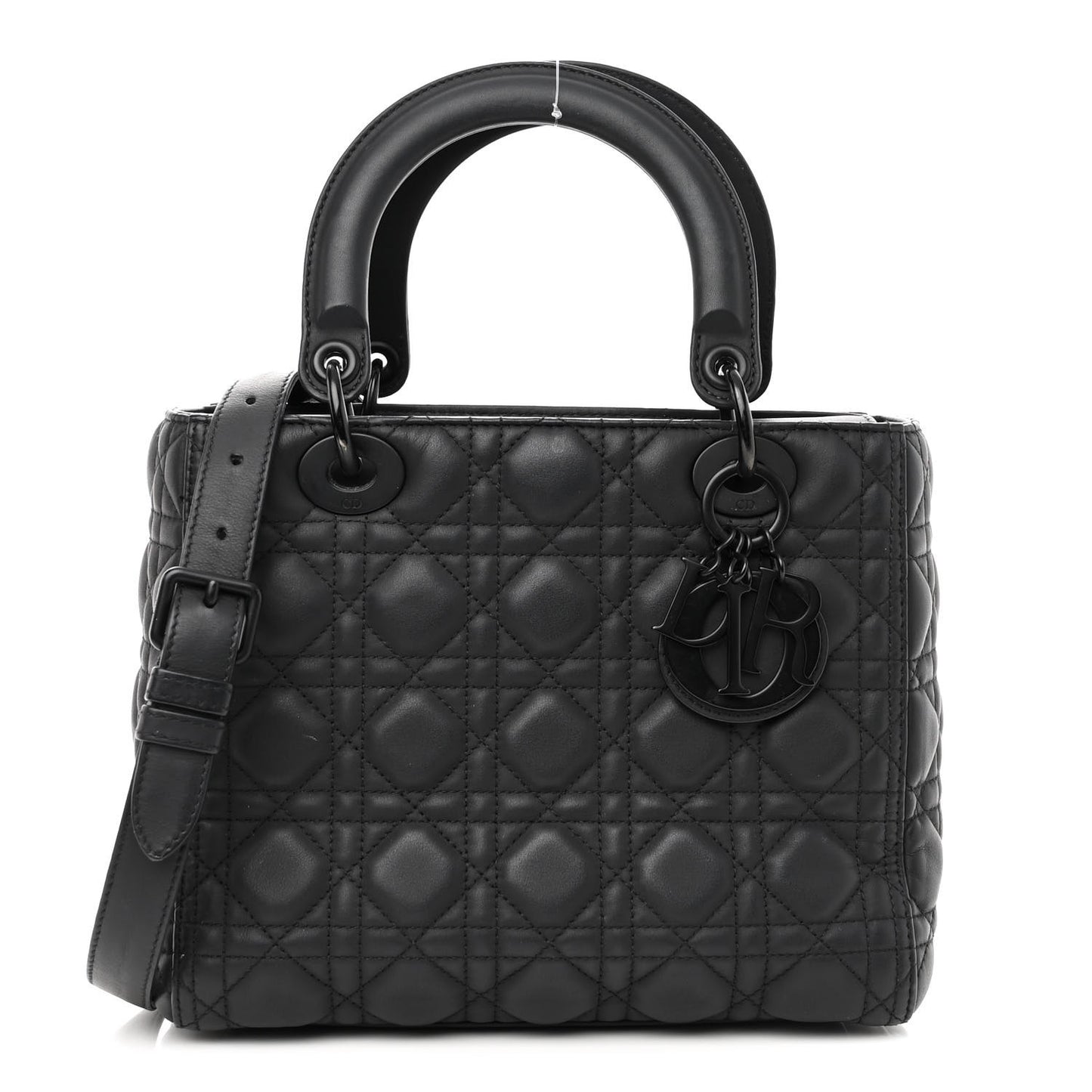 Ultra Matte Calfskin Cannage Medium Lady Dior Black