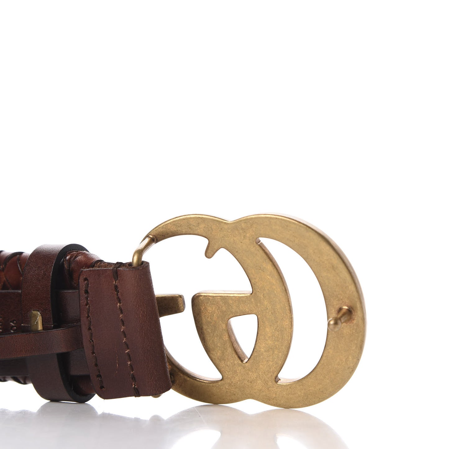 Calfskin Braided Double G 40mm Belt 90 36 Cuoio Bruciato