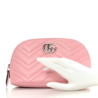 Gucci Calfskin Matelasse Large GG Marmont Pouch Cosmetic Case Wild Rose 2 of 9