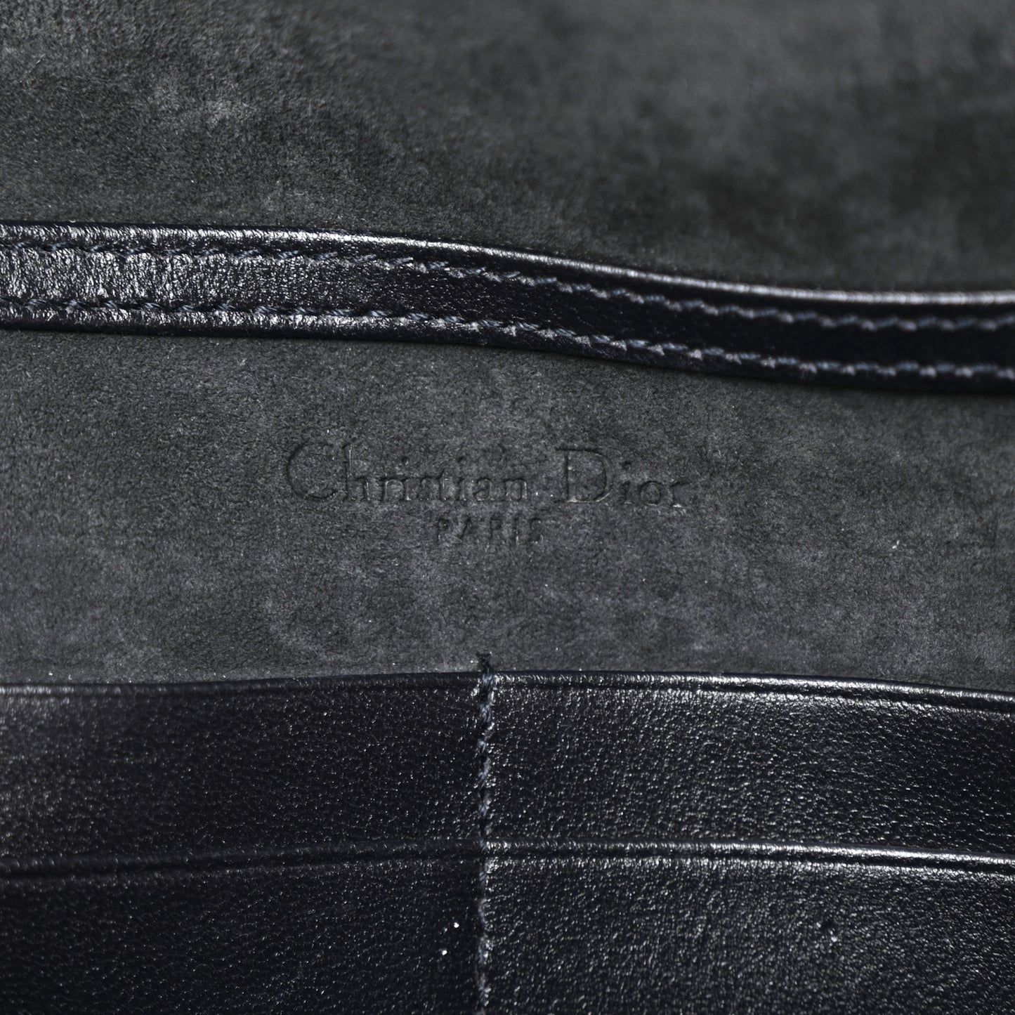 Denim Studded Diorama Wallet On Chain Blue