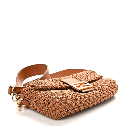 Fendi Straw Vitello King Woven Baguette Brandy 4 of 10