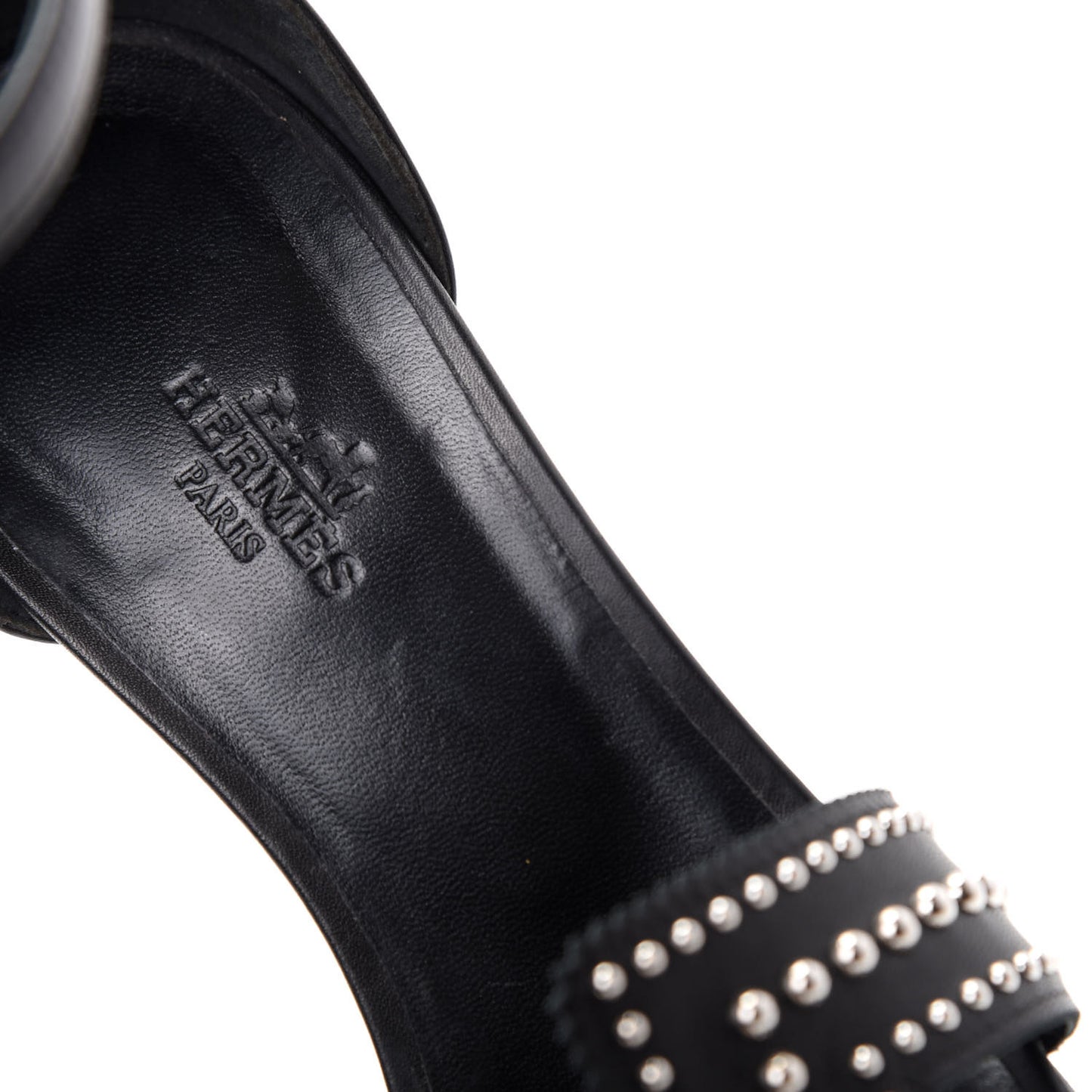 Calfskin Clous Legend Wedge Sandals 37 Black