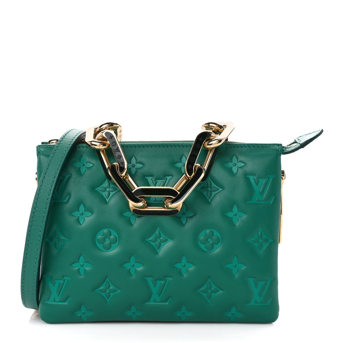 Lambskin Embossed Monogram Coussin BB Emeraude