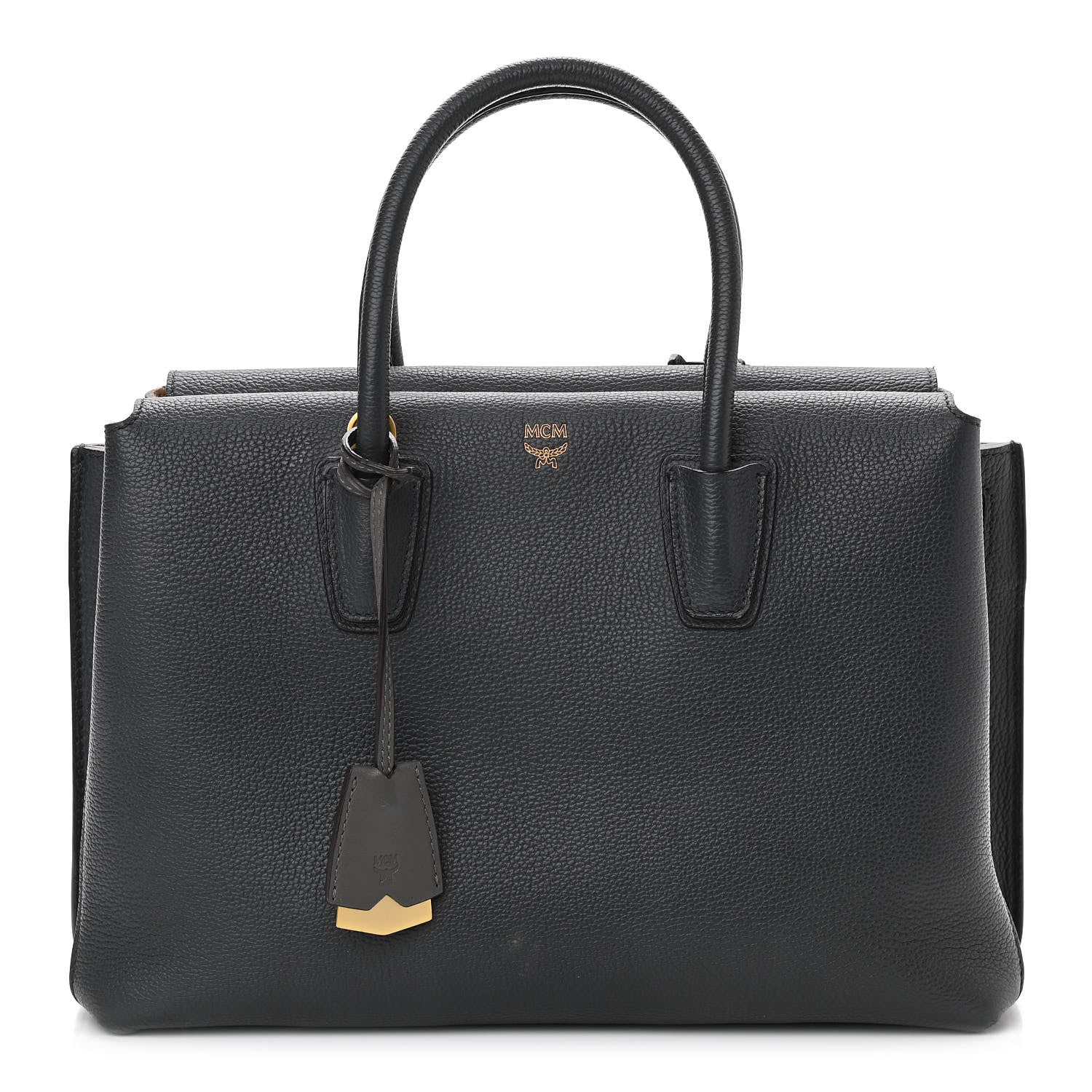 MCM Grained Calfskin Medium Milla Tote Phantom Grey 1 of 11