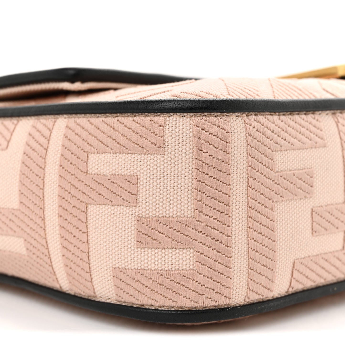 Canvas Vitello King FF Embroidered Baguette Rosa Quarzo Black