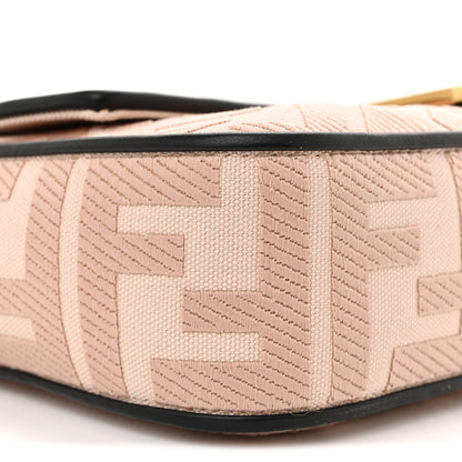 Fendi Canvas Vitello King FF Embroidered Baguette Rosa Quarzo Black 9 of 10