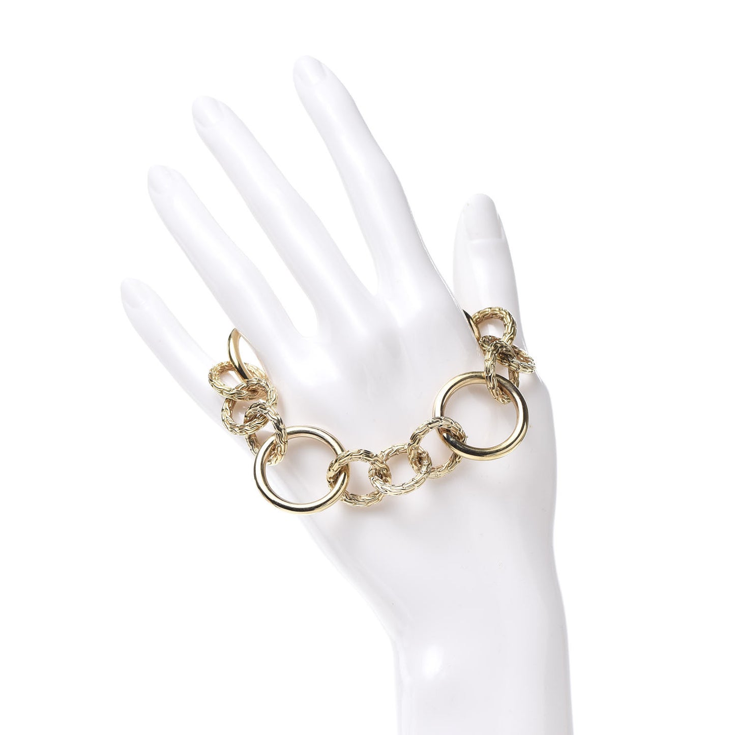 18K Yellow Gold Classic Chain Circle Link Bracelet