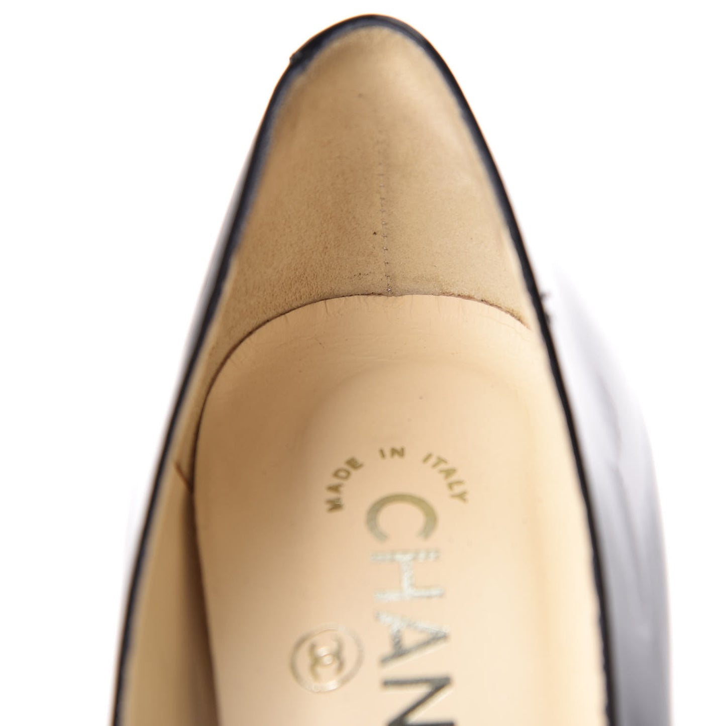 Patent CC Chain Cap Toe Pumps 39 Black
