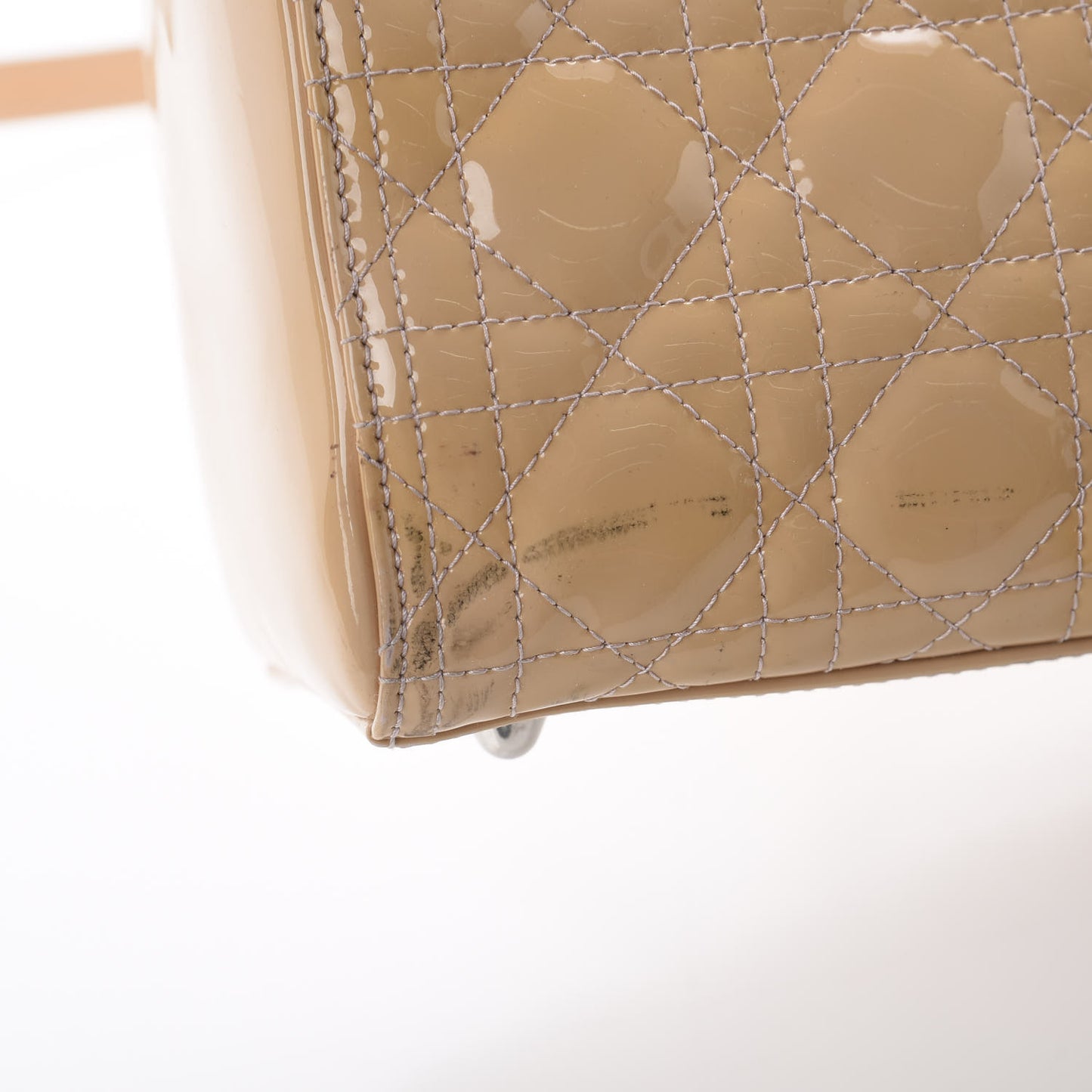 Patent Cannage Large Lady Dior Beige