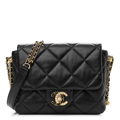 Chanel Lambskin Quilted Mini Crush On Chains Flap Bag Black 1 of 8