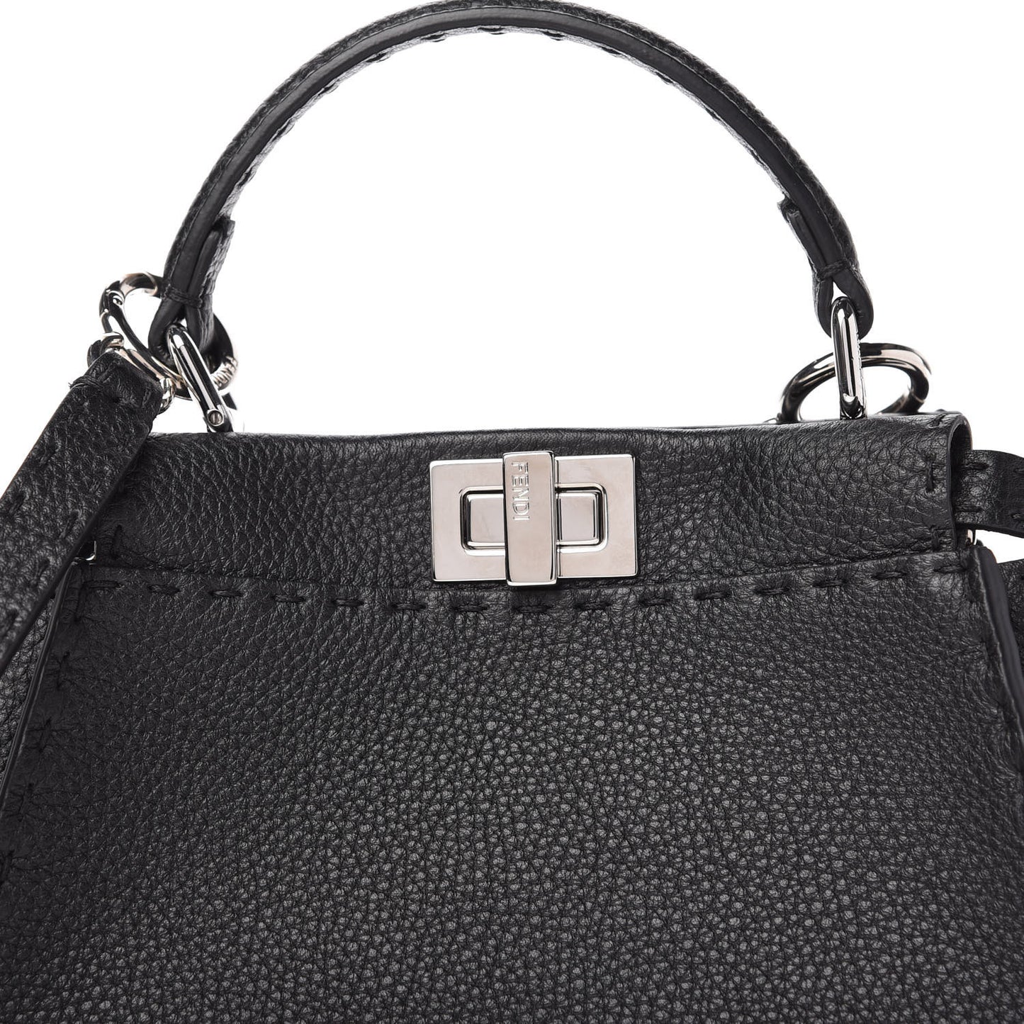 Cuoio Romano Selleria Bi-Color Mini Peekaboo Iconic Satchel Black Mou
