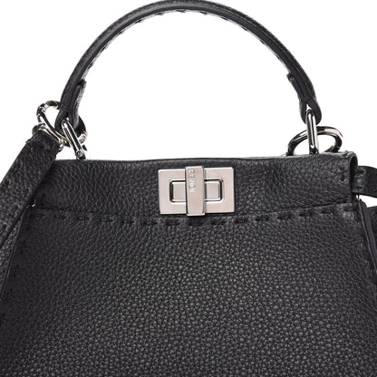 Fendi Cuoio Romano Selleria Bi-Color Mini Peekaboo Iconic Satchel Black Mou 9 of 9