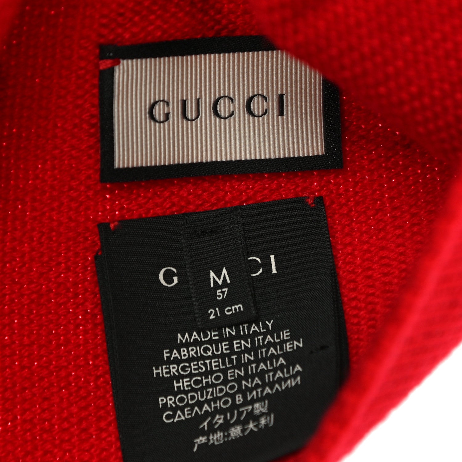 Gucci Wool GUCCY Cat Beanie Hat M Red Black 5 of 5