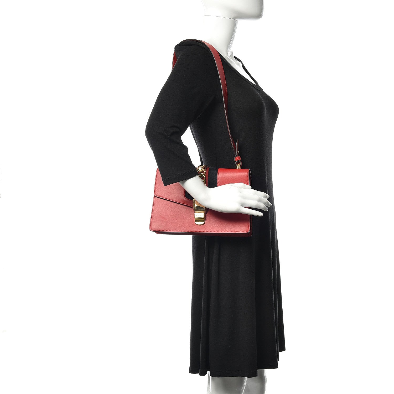 Gucci Calfskin Small Sylvie Shoulder Bag Hibiscus Red 2 of 15
