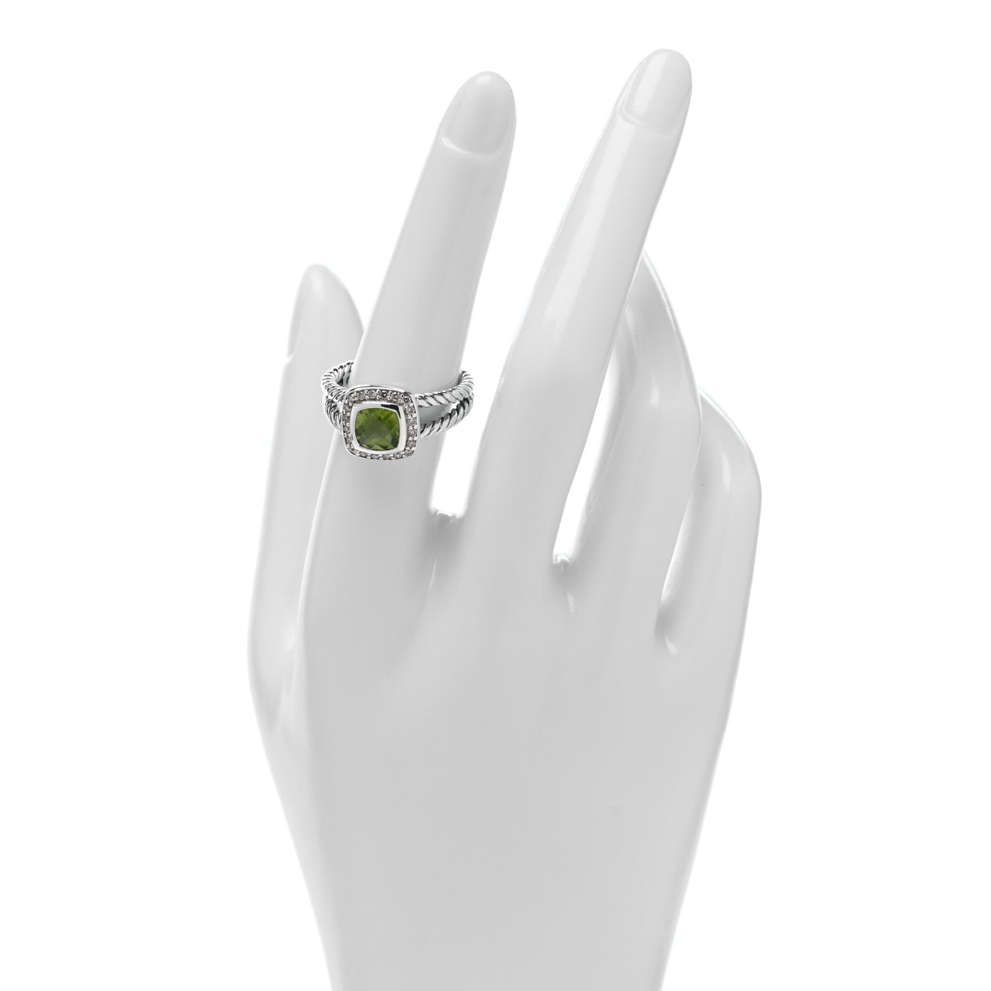 Sterling Silver Diamond Peridot 7mm Petite Albion Ring 54 7