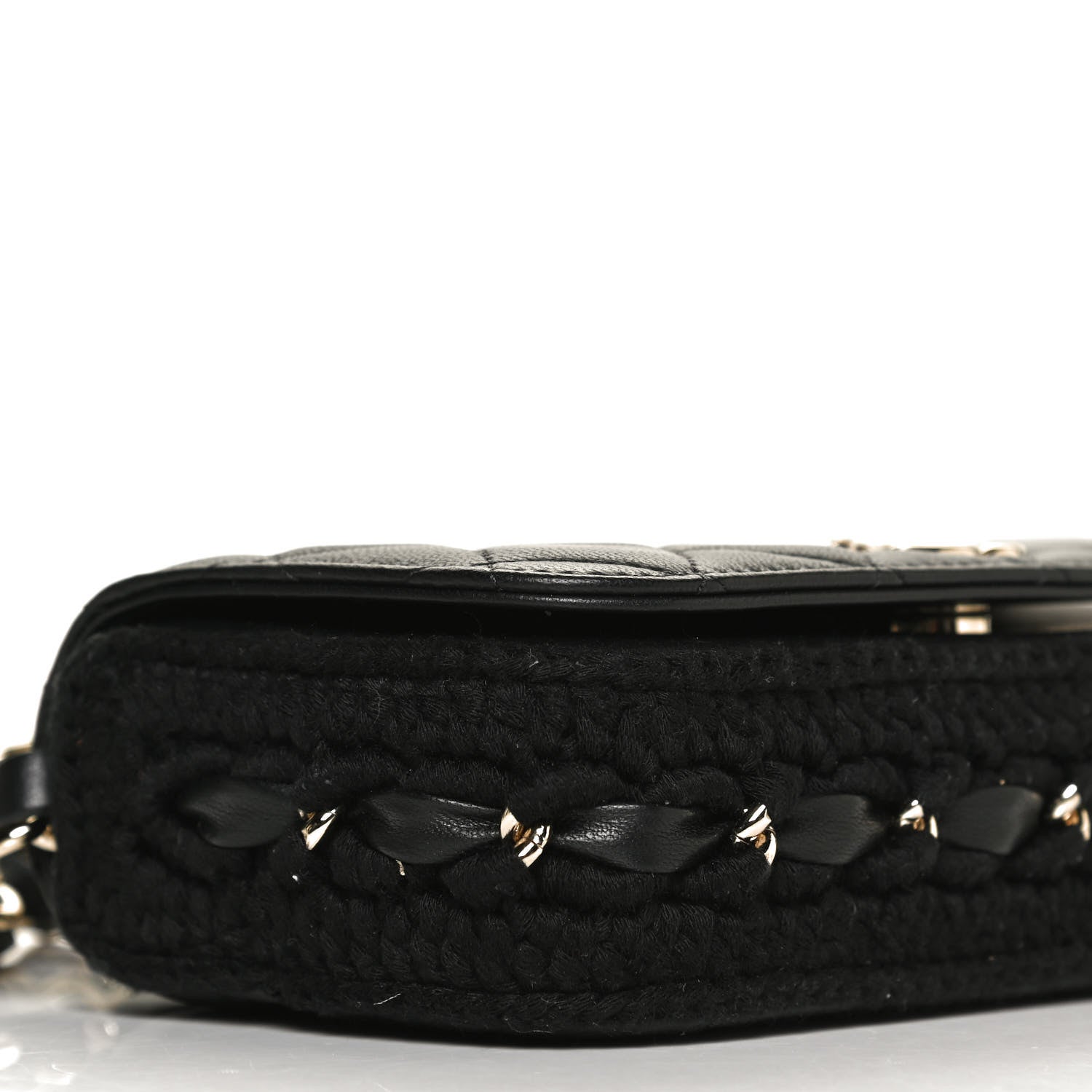 Chanel Lambskin Crochet Quilted Flap Phone Holder Black 10 of 12