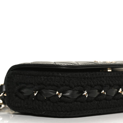 Chanel Lambskin Crochet Quilted Flap Phone Holder Black 10 of 12