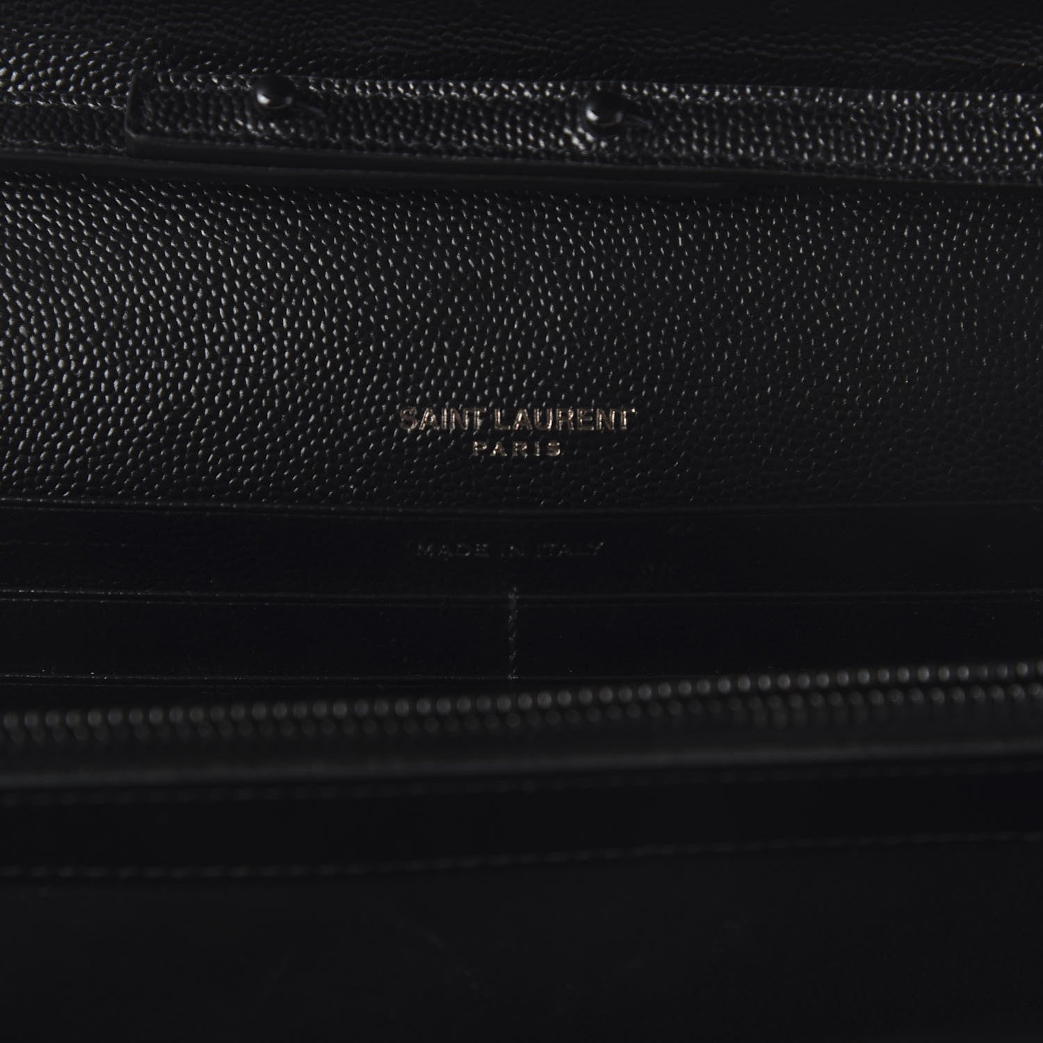 Saint Laurent Grain De Poudre Matelasse Chevron Monogram Chain Wallet Black 8 of 10
